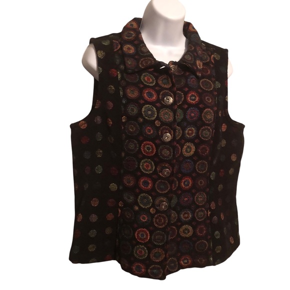 CHRISTOPHER & BANKS Women's Black Soft Tapestry Style Geometric Vest - Size L - Picture 10 of 10